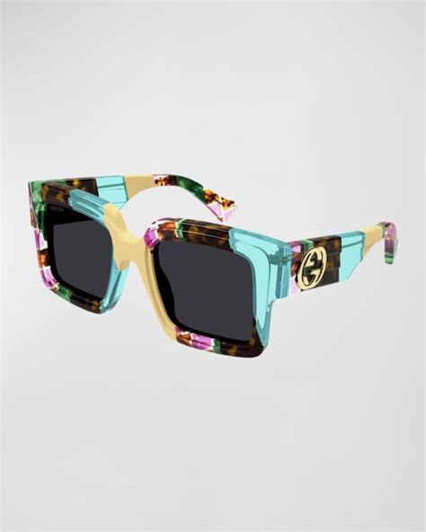 Gucci GG1307S Square Patterned Acetate Sunglasses